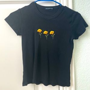 John Galt black shirt with flowers